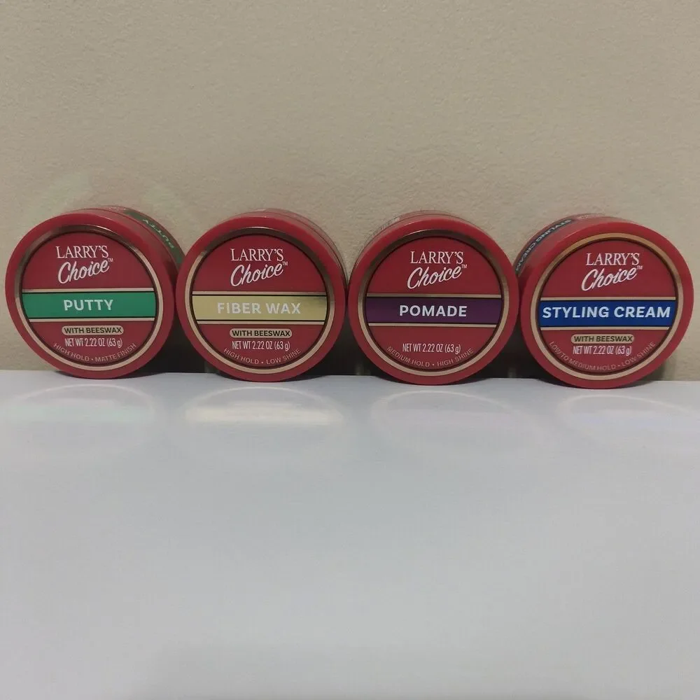 Larry's Choice Hair Styling Set: Pomade, Fiber Wax, Putty & Styling Cream 4 Pack